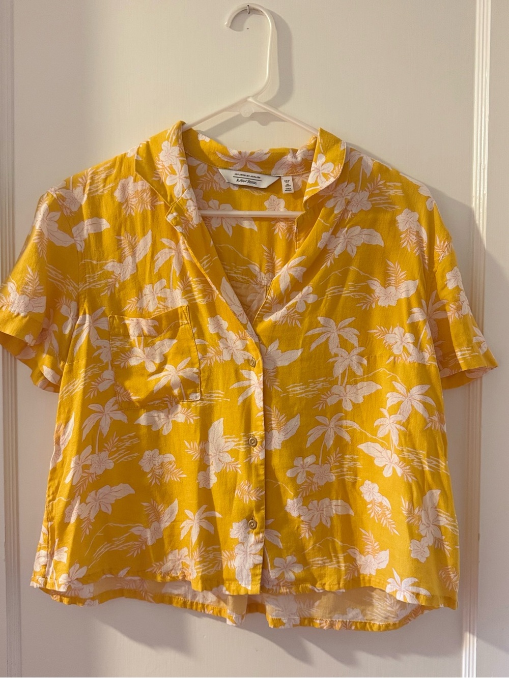 Yellow Floral Button-Down Camp Shirt — Lightweight Summer Top